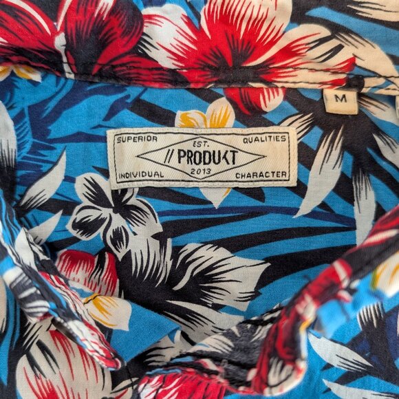 Produkt Floral Button Down Short Sleeve Men's Shirt - Blue- Size M - Picture 4 of 10